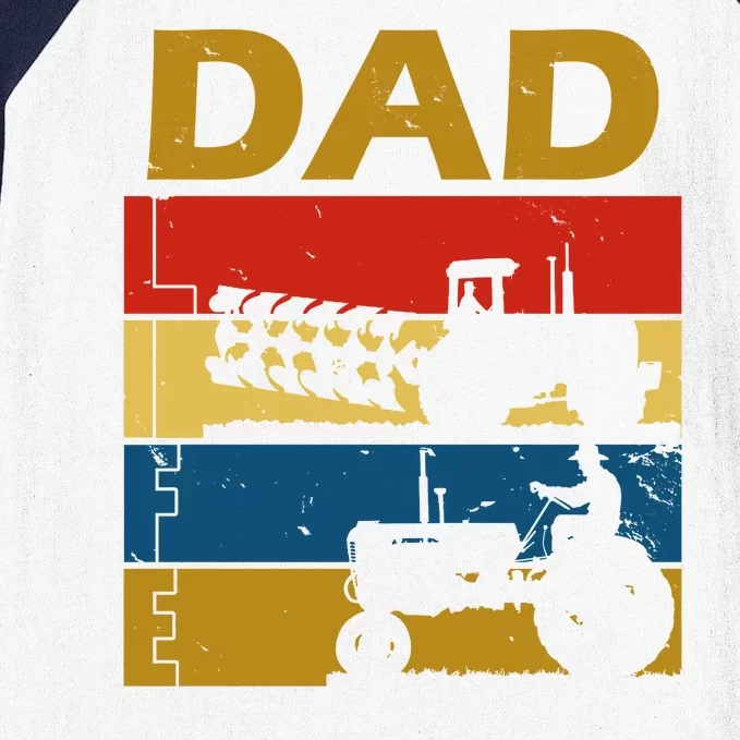 Dad Life Tractor Farmer Retro Tractor Baseball Sleeve Shirt