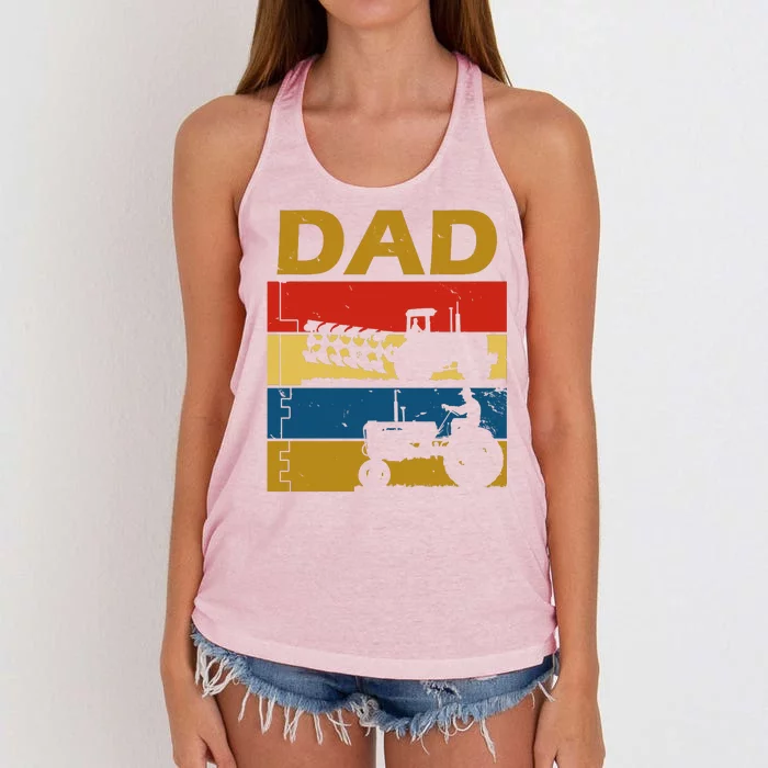 Dad Life Tractor Farmer Retro Tractor Women's Knotted Racerback Tank