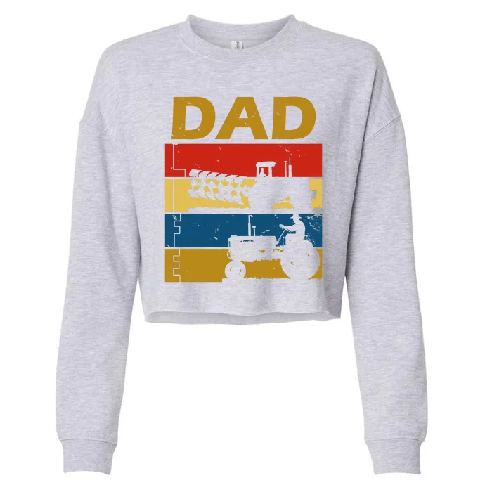 Dad Life Tractor Farmer Retro Tractor Cropped Pullover Crew