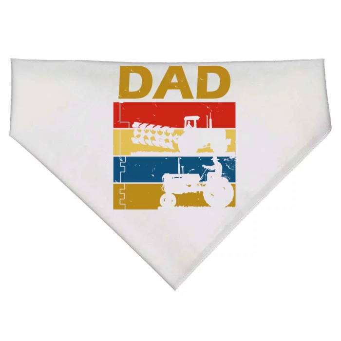 Dad Life Tractor Farmer Retro Tractor USA-Made Doggie Bandana