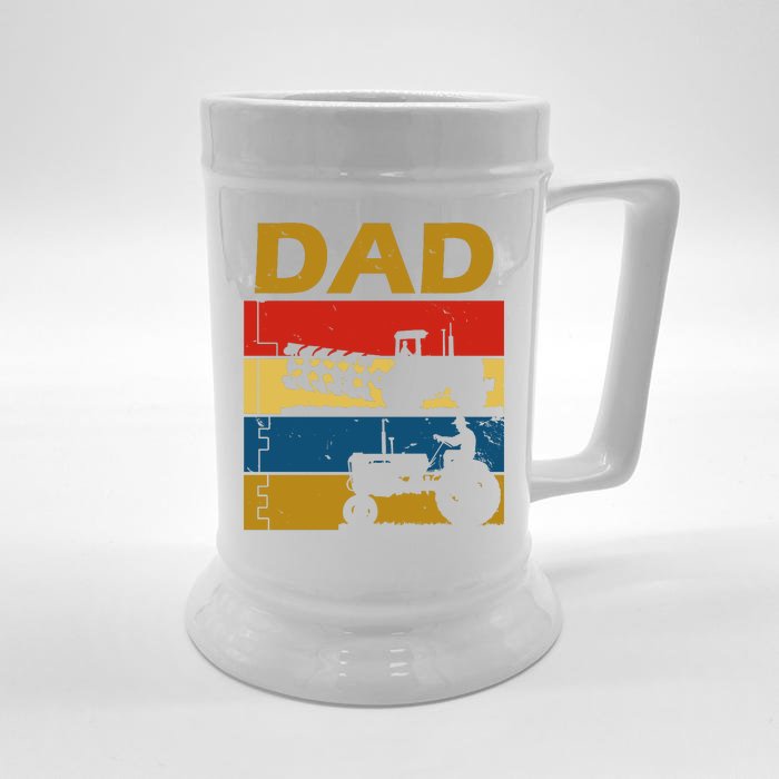 Dad Life Tractor Farmer Retro Tractor Front & Back Beer Stein