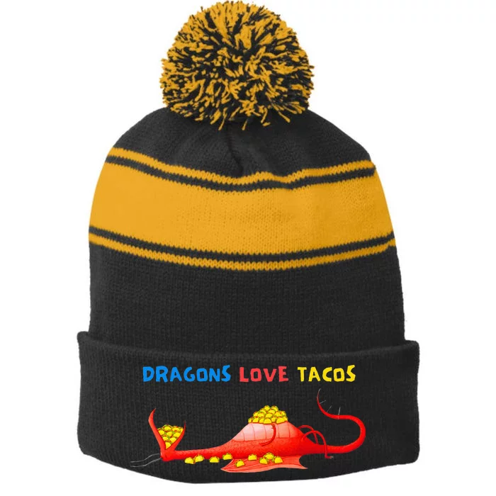 Dragons Love Tacos Essential Stripe Pom Pom Beanie