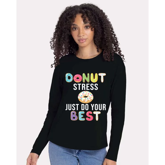 Donut Lover Teacher Student Testing Test Day Exam Doughnut Gift Womens Cotton Relaxed Long Sleeve T-Shirt