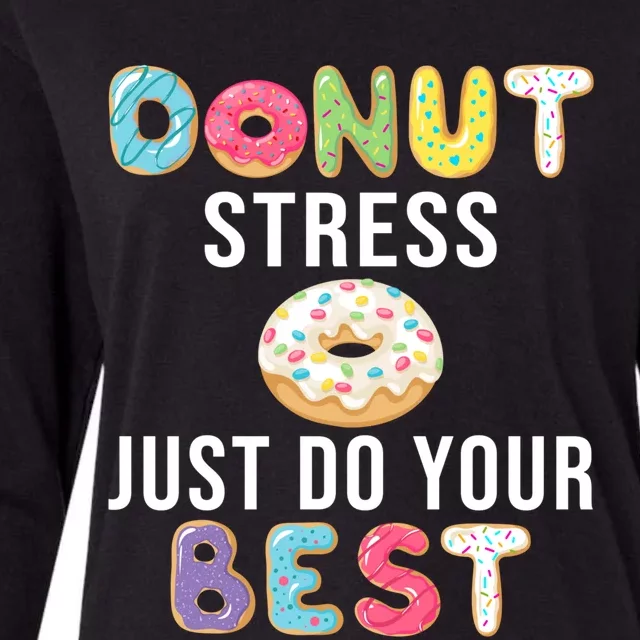 Donut Lover Teacher Student Testing Test Day Exam Doughnut Gift Womens Cotton Relaxed Long Sleeve T-Shirt