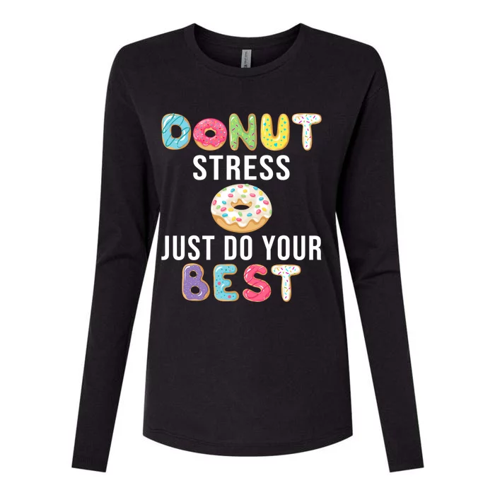 Donut Lover Teacher Student Testing Test Day Exam Doughnut Gift Womens Cotton Relaxed Long Sleeve T-Shirt