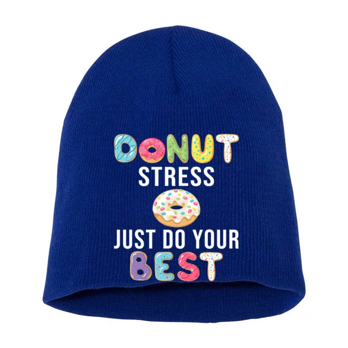 Donut Lover Teacher Student Testing Test Day Exam Doughnut Gift Short Acrylic Beanie