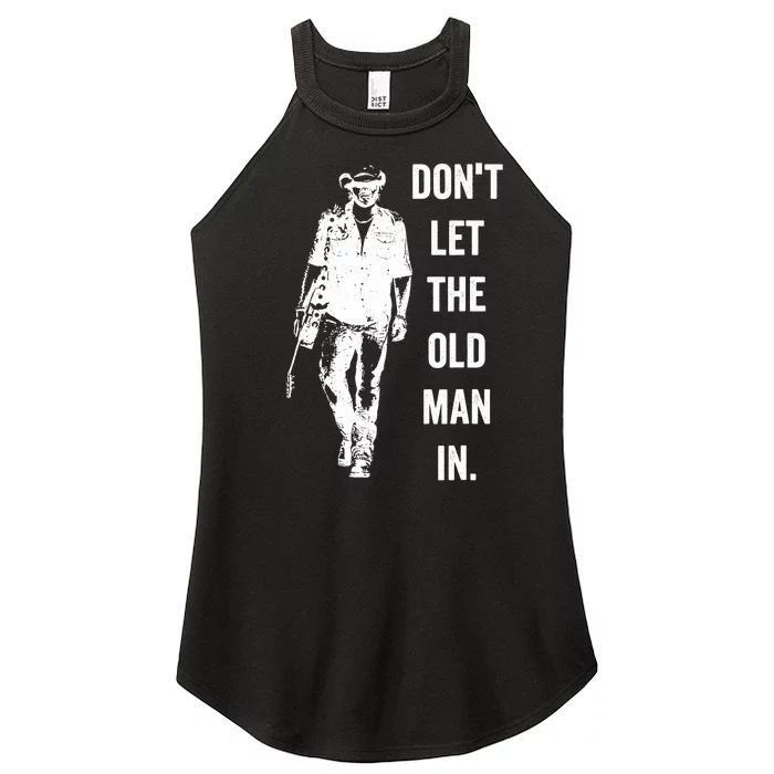 DonT Let The Old Man In Vintage Standing With A Guitar Women’s Perfect Tri Rocker Tank