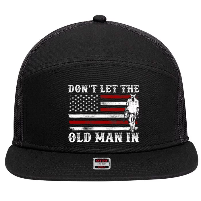 DonT Let The Old Man In Vintage American Flag 7 Panel Mesh Trucker Snapback Hat