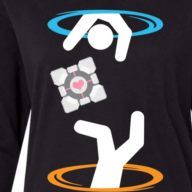 DonT Lose The Companion Cube (Transparent) Portal Womens Cotton Relaxed Long Sleeve T-Shirt