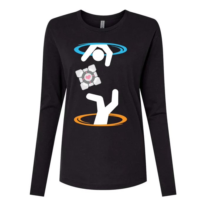 DonT Lose The Companion Cube (Transparent) Portal Womens Cotton Relaxed Long Sleeve T-Shirt