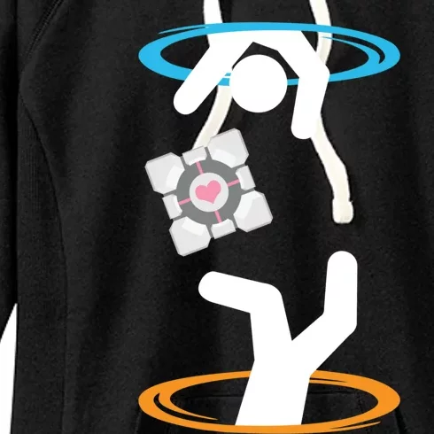 DonT Lose The Companion Cube (Transparent) Portal Women's Fleece Hoodie