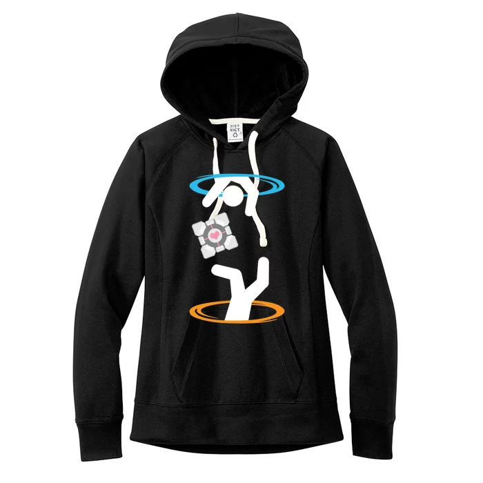 DonT Lose The Companion Cube (Transparent) Portal Women's Fleece Hoodie