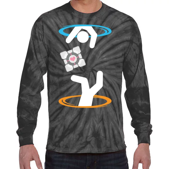 DonT Lose The Companion Cube (Transparent) Portal Tie-Dye Long Sleeve Shirt