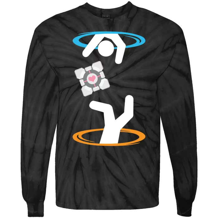 DonT Lose The Companion Cube (Transparent) Portal Tie-Dye Long Sleeve Shirt