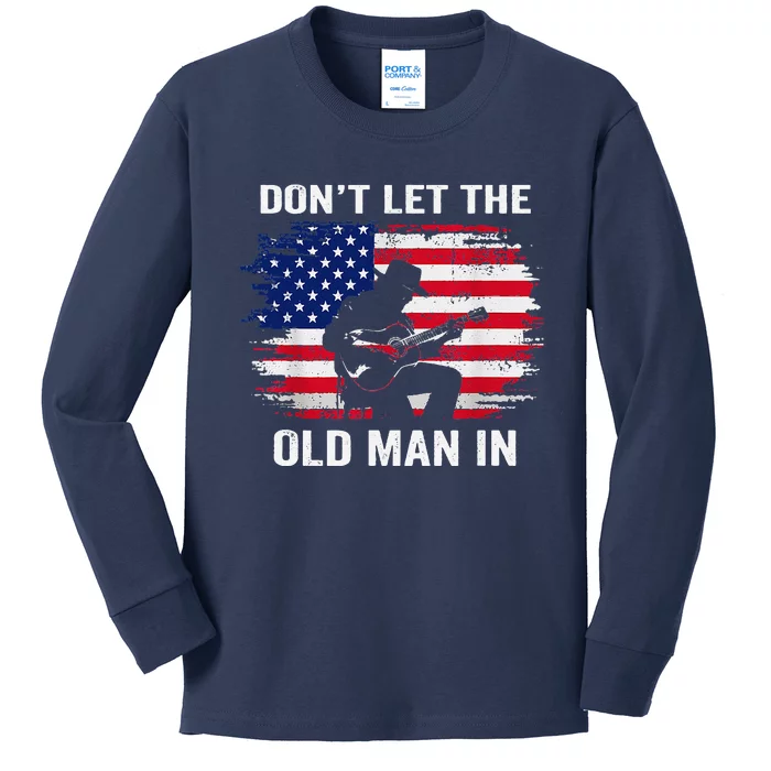 DonT Let The Old Man In Vintage American Flag Kids Long Sleeve Shirt