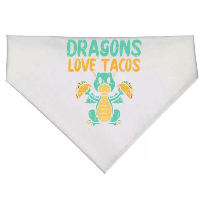 Dragons Love Tacos Cute Cinco De Mayo Mexican Food USA-Made Doggie Bandana