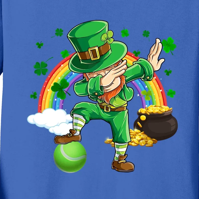 Dabbing Leprechaun Tennis Ball Saint Patricks Day Great Gift Kids Long Sleeve Shirt