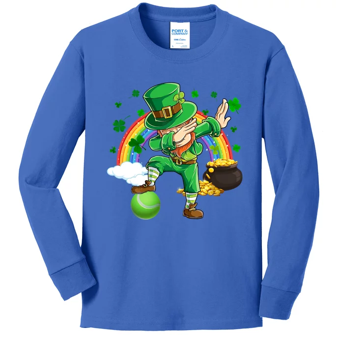 Dabbing Leprechaun Tennis Ball Saint Patricks Day Great Gift Kids Long Sleeve Shirt