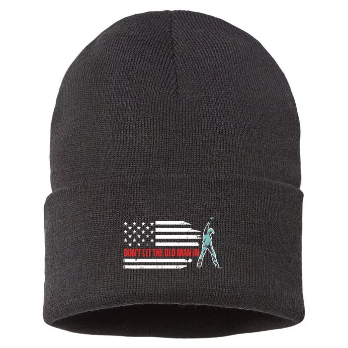 Dont Let The Old Man In Vintage American Flag Sustainable Knit Beanie