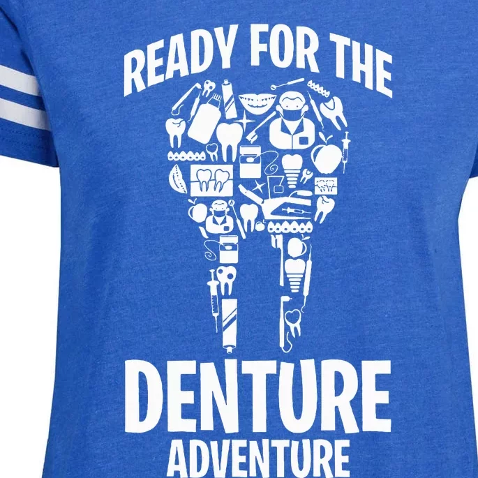 Dental Lab Tech Ready For The Denture Adventure Enza Ladies Jersey Football T-Shirt