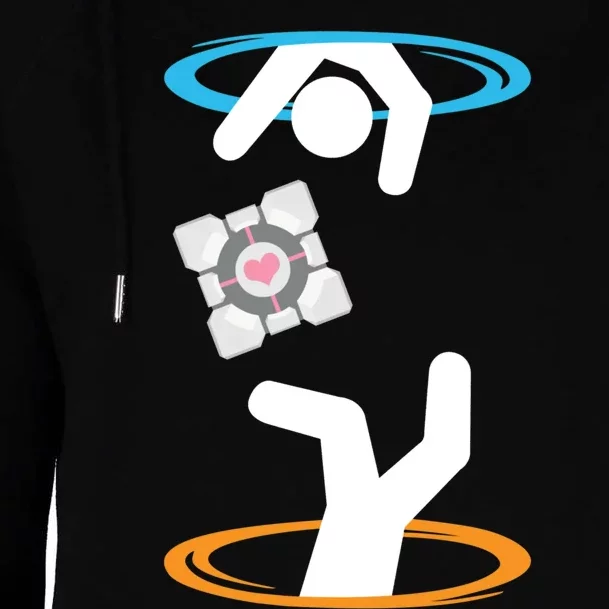 DonT Lose The Companion Cube (Transparent) Portal Womens Funnel Neck Pullover Hood