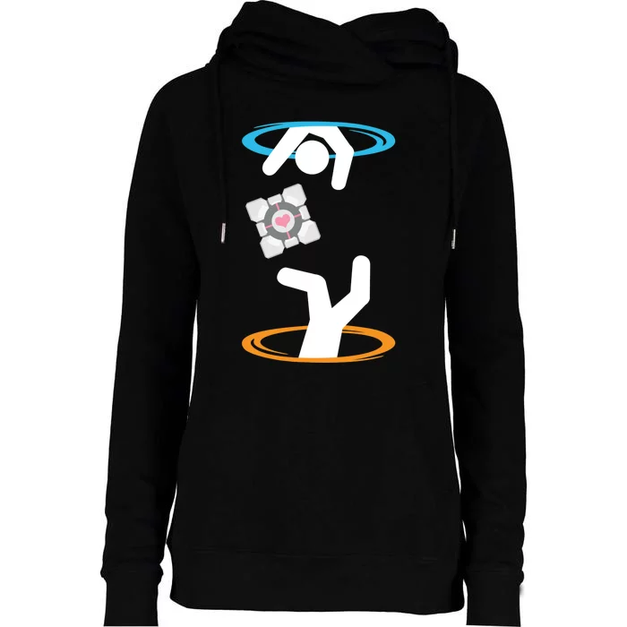 DonT Lose The Companion Cube (Transparent) Portal Womens Funnel Neck Pullover Hood