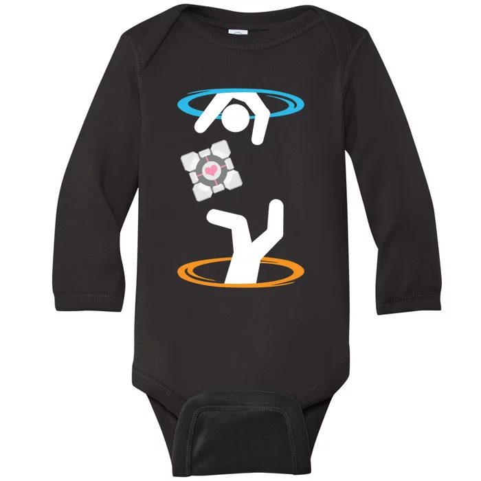 DonT Lose The Companion Cube (Transparent) Portal Baby Long Sleeve Bodysuit