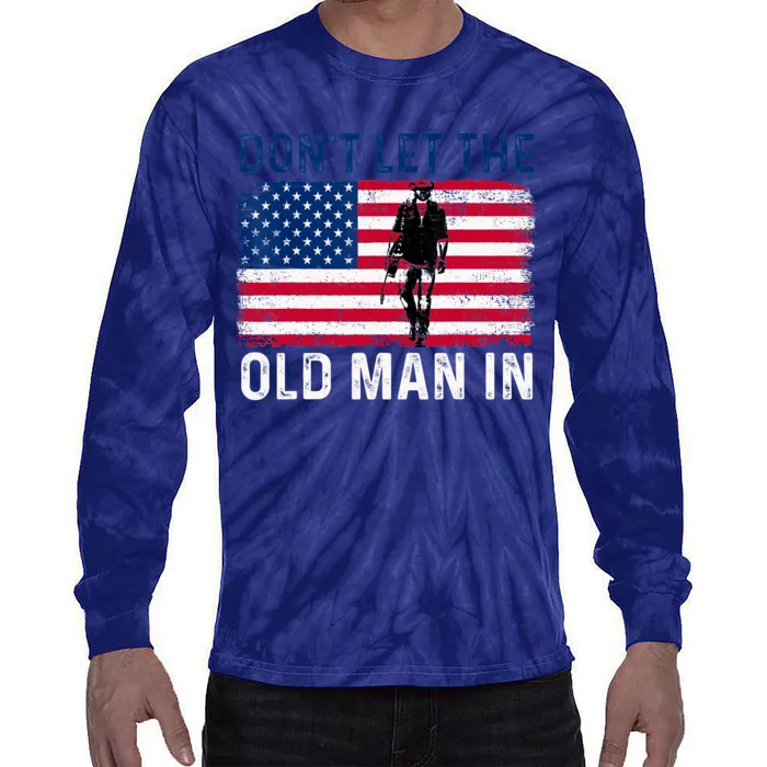 DonT Let The Old Man In Vintage American Flag Retro Tie-Dye Long Sleeve Shirt