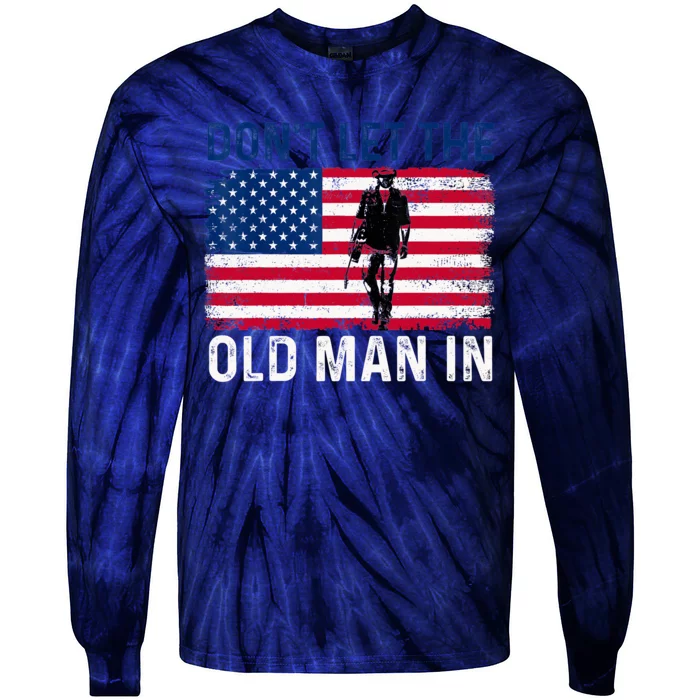 DonT Let The Old Man In Vintage American Flag Retro Tie-Dye Long Sleeve Shirt