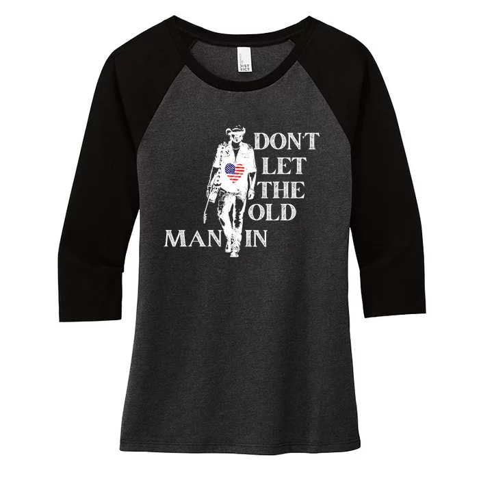 DonT Let The Old Man In Vintage American Flag Women's Tri-Blend 3/4-Sleeve Raglan Shirt