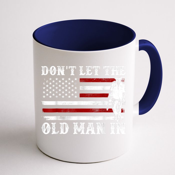 DonT Let The Old Man In Vintage American Flag Front & Back Coffee Mug