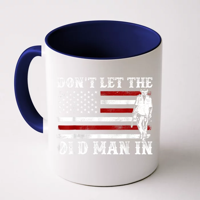 DonT Let The Old Man In Vintage American Flag Front & Back Coffee Mug