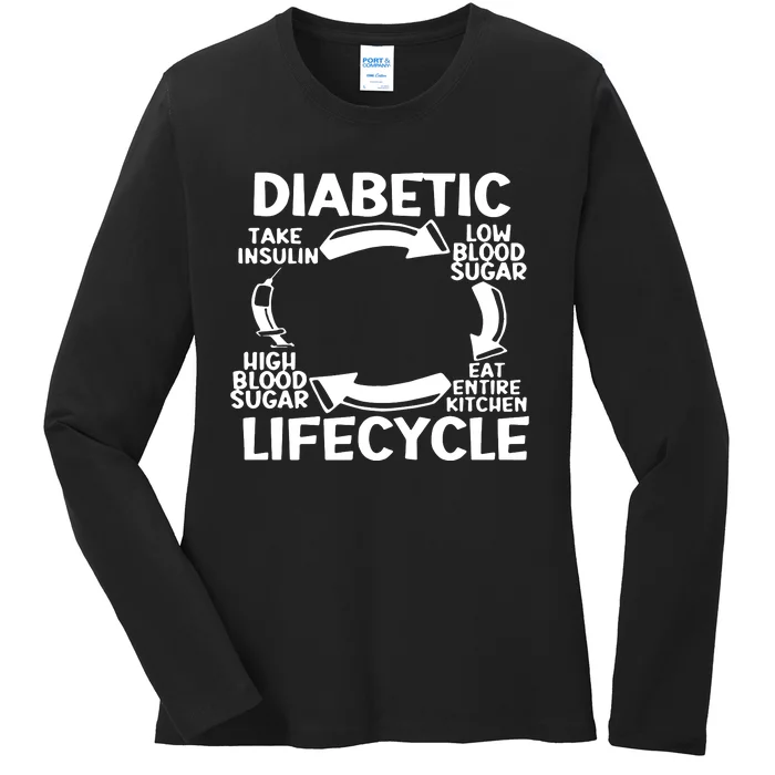 Diabetic Lifecycle Type 1 Diabetes Warrior Ladies Long Sleeve Shirt