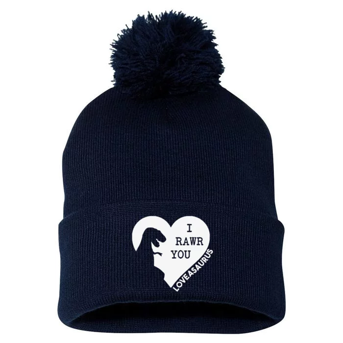 Dinosaur Love T Rex Valentine's Day Gift Pom Pom 12in Knit Beanie