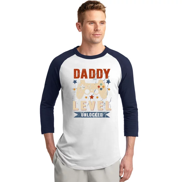 Dad Level Unlocked Video Gamer Leveled Up To Daddy Baseball Sleeve Shirt