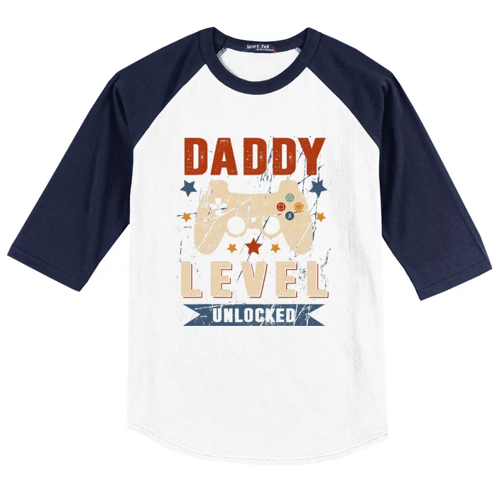 Dad Level Unlocked Video Gamer Leveled Up To Daddy Baseball Sleeve Shirt