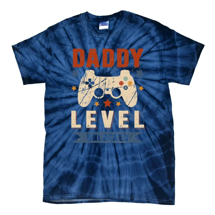 Dad Level Unlocked Video Gamer Leveled Up To Daddy Tie-Dye T-Shirt