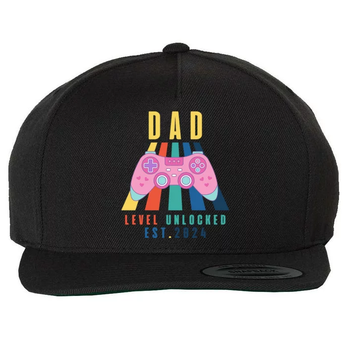 Dad Level Unlocked Est 2024 Wool Snapback Cap