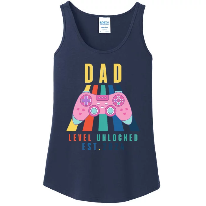 Dad Level Unlocked Est 2024 Ladies Essential Tank