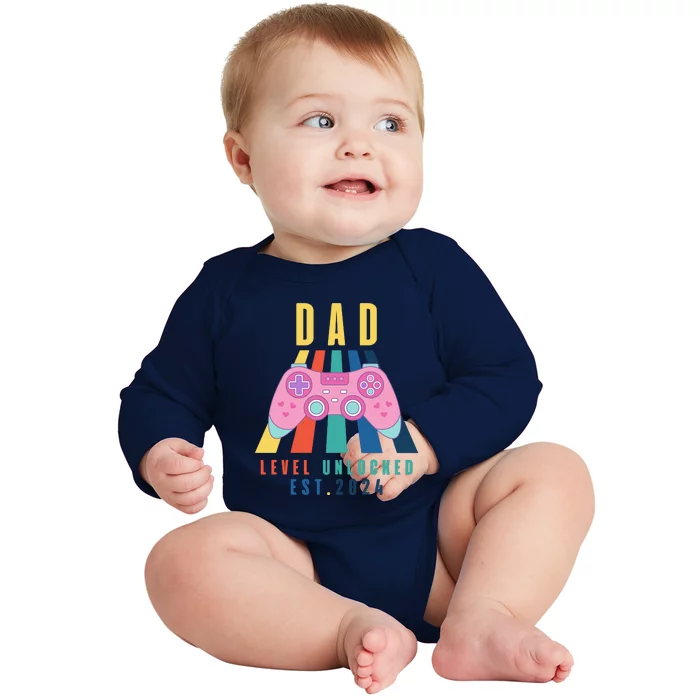 Dad Level Unlocked Est 2024 Baby Long Sleeve Bodysuit