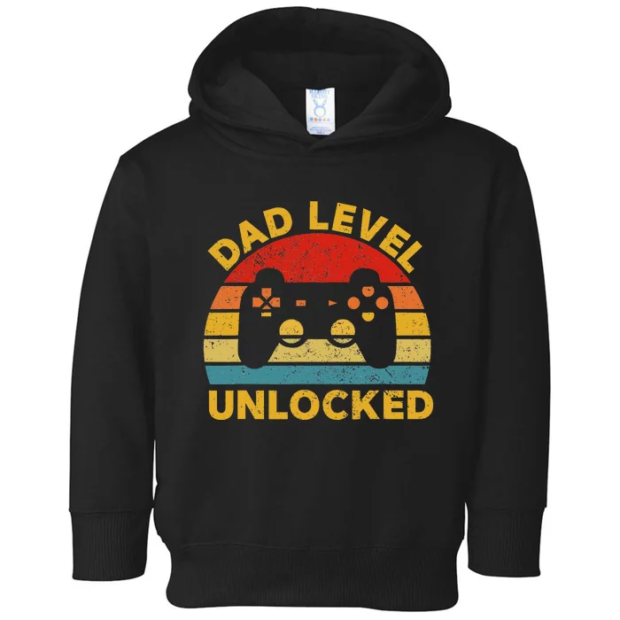 Dad Level Unlocked Vingtage Gaming Fathers Day New Dad Gamer Toddler Hoodie