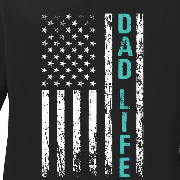 Dad Life USA Flag Dad Gifts Ladies Long Sleeve Shirt