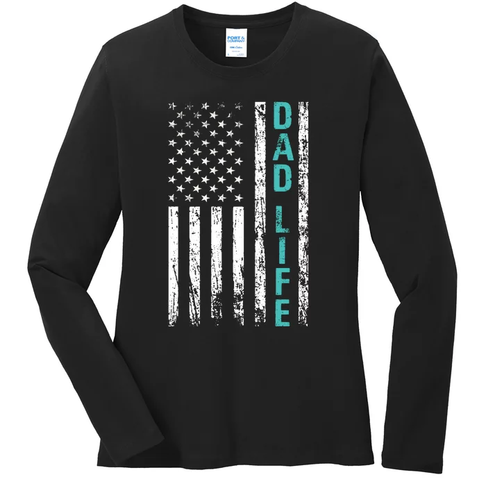 Dad Life USA Flag Dad Gifts Ladies Long Sleeve Shirt