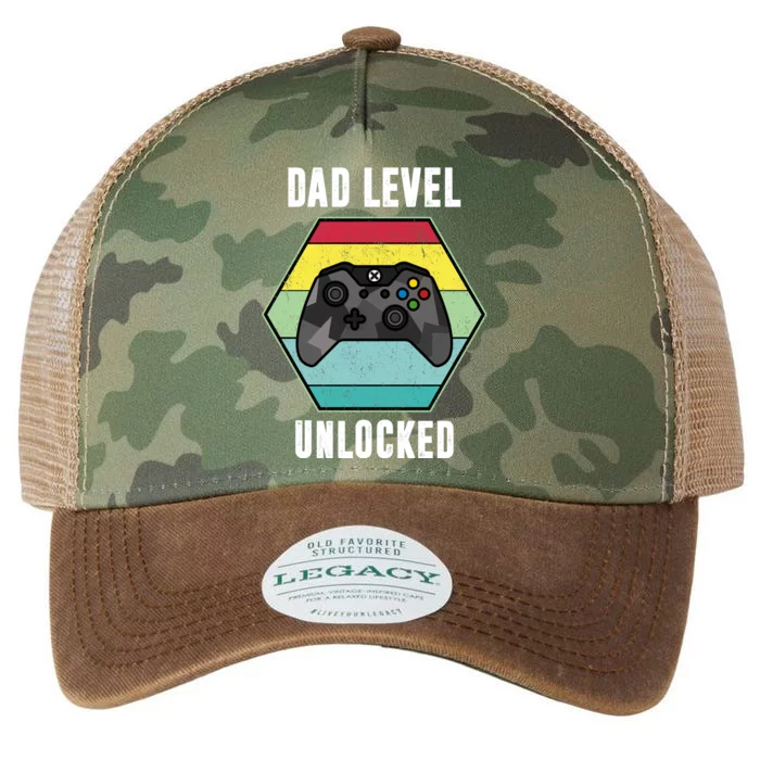 Dad Level Unlocked Gamer Vintage Legacy Tie Dye Trucker Hat