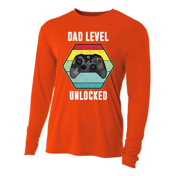 Dad Level Unlocked Gamer Vintage Cooling Performance Long Sleeve Crew