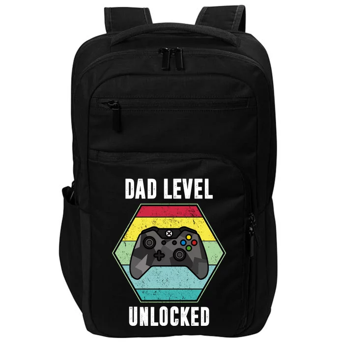 Dad Level Unlocked Gamer Vintage Impact Tech Backpack