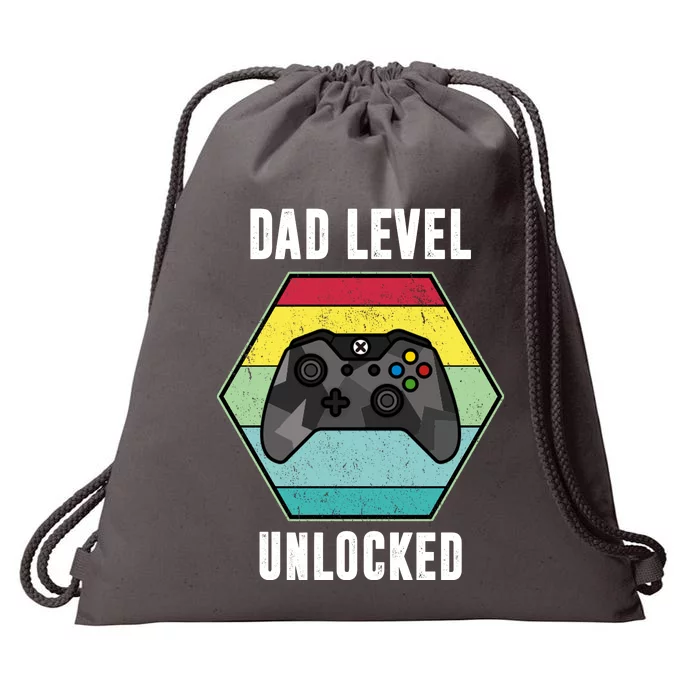 Dad Level Unlocked Gamer Vintage Drawstring Bag