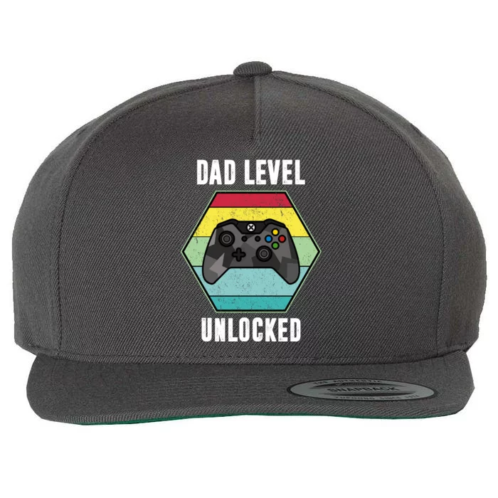 Dad Level Unlocked Gamer Vintage Wool Snapback Cap