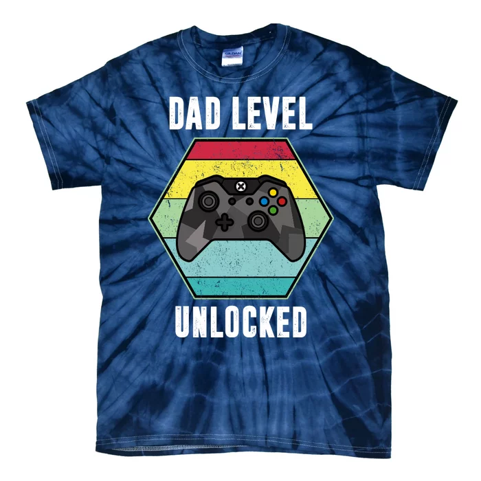 Dad Level Unlocked Gamer Vintage Tie-Dye T-Shirt