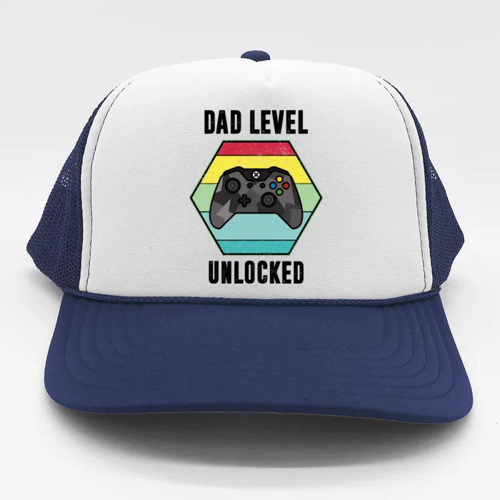 Dad Level Unlocked Gamer Vintage Trucker Hat